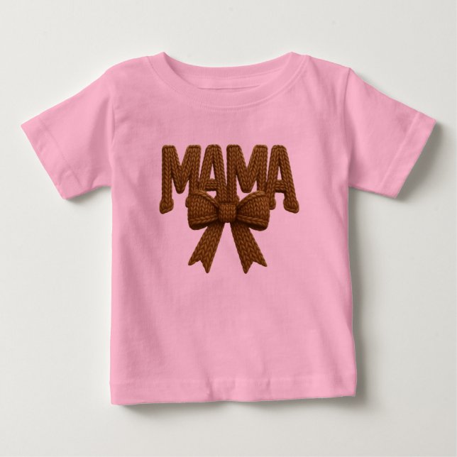 Bebê Camiseta Rosa Cute Mama Bow para Crianças | Mamãe  (Frente)