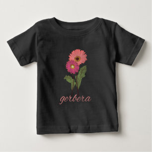 Bebê Camiseta rosa vintage gerbera para amantes de flor