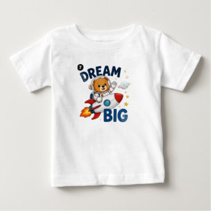 Bebê Camiseta “Sonhe Grande” de Urso Astronauta para Me