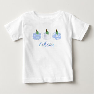 Bebê Camiseta Trio de Abóboras Azul Claro para Meninas 