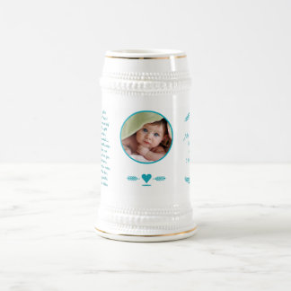 Bebê Caneca de cerveja Foto de Nascimento e Poema