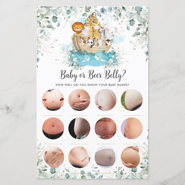 Bebê Chá de Ark Greenery de Noah ou Jogo de Belly (Frente)