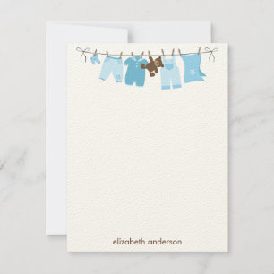 Bebê Clothesline Flat Obrigado Notas {blue}
