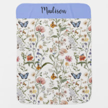 Cobertor de Bebê Jardim Floral Borboleta Flor Silv
