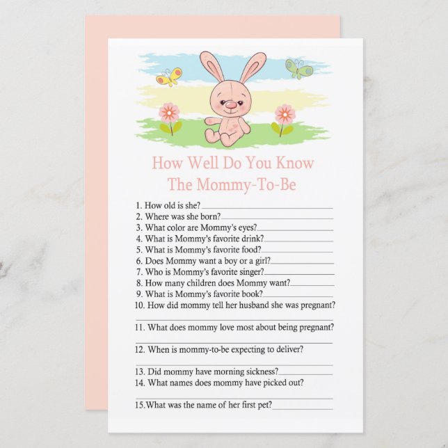 Bebê coelhinho Como você conhece bem o jogo do chá (Frente/Verso)