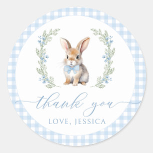 Bebê coelho da Páscoa obrigado você com adesivos r