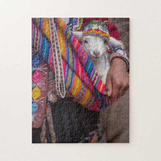 Bebê Cordeiro Ovelha Peruano Quebra-Cabeça (Vertical)