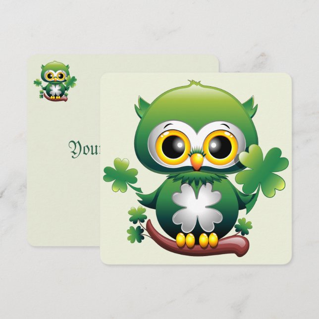 Bebê Coruja Fofo St Patrick Cartoon (Frente/Verso)