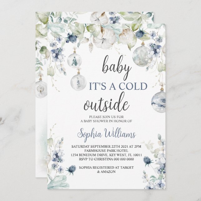 Bebê de inverno É um Convite Frio Fora do Chá (Frente/Verso)