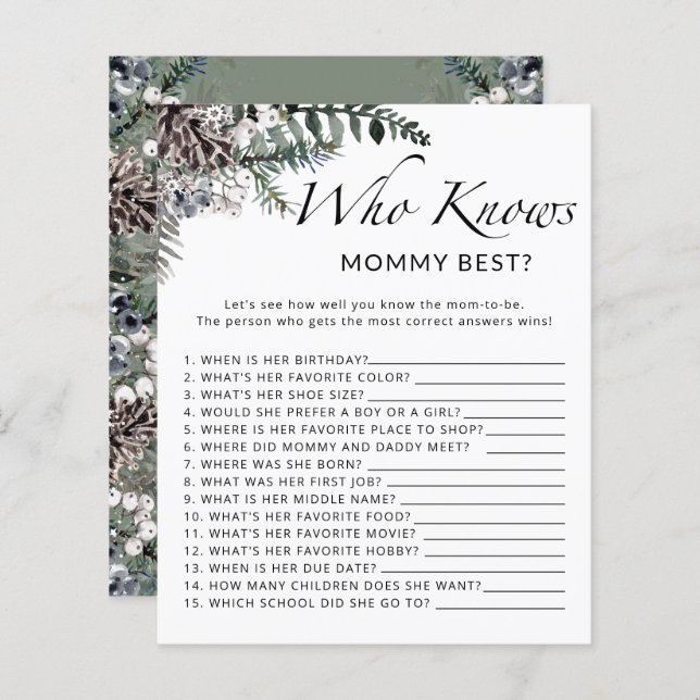 Bebê de inverno que conhece o melhor jogo da mamãe (Frente/Verso)