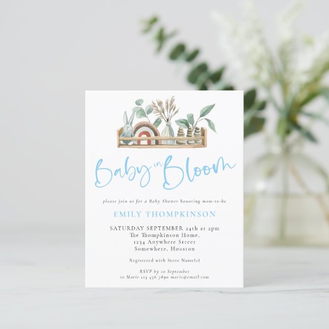 Bebê De Orçamento Em Bloom Boho Bebê Chá Convite (Em pé/Frente)