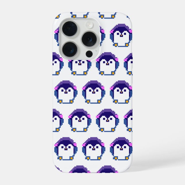 Bebê de pinguim pixelado fofo (Verso)