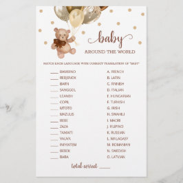 Bebê De Urso De Teddy Em Torno Do Jogo Mundial