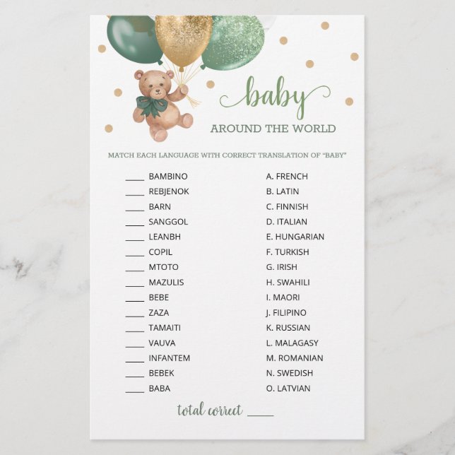 Bebê De Urso De Teddy Em Torno Do Jogo Mundial (Frente)