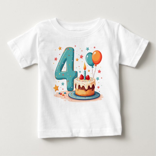 Bebê Designs de camiseta para o aniversário de quatro a (Frente)