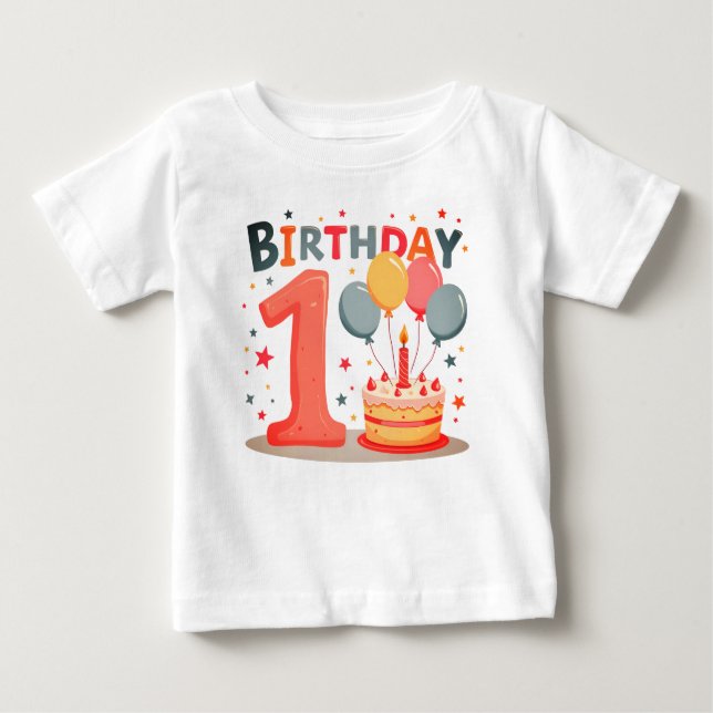 Bebê Designs de camiseta para o aniversário de um ano (Frente)