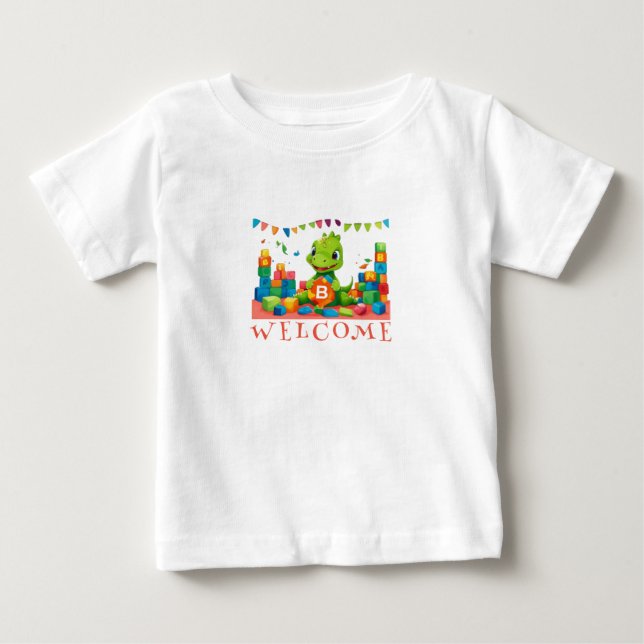 Bebê Dino Bloca Camiseta para Crianças (Frente)