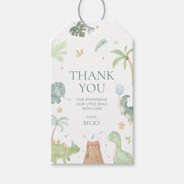 Bebê Dino Partido Chá de fraldas Favorece Etiqueta (Frente)