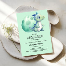 Bebê Dinossauro Fofo com seu Convite de Chuvada de