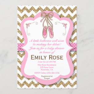 Bebé do convite do chá de fraldas da bailarina