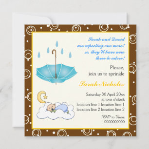 Bebê dormindo borrifador borrifado azul convite ca