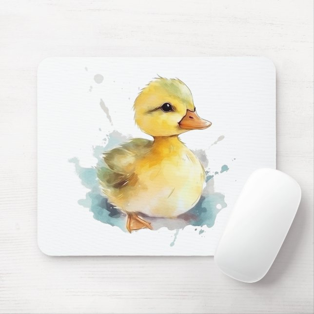 Bebê Duck Watercolor Mousepad (Com mouse)