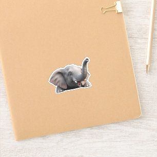 Bebê Elefante Fofo Adesivo Cartoon 3D - Pequeno Fe