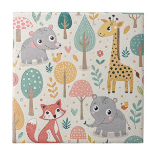 Bebê Elefante, Raposa & Girafa Animais de Desenho