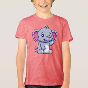 Bebê Elefante Sentado Acenando com a Mão-23800