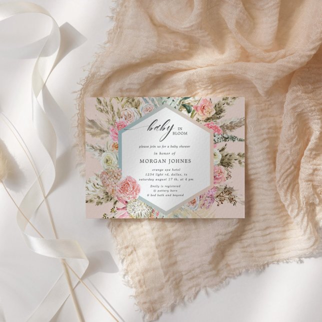 Bebê Em Bloom Bohemian Chá de fraldas Convite (Criador carregado)