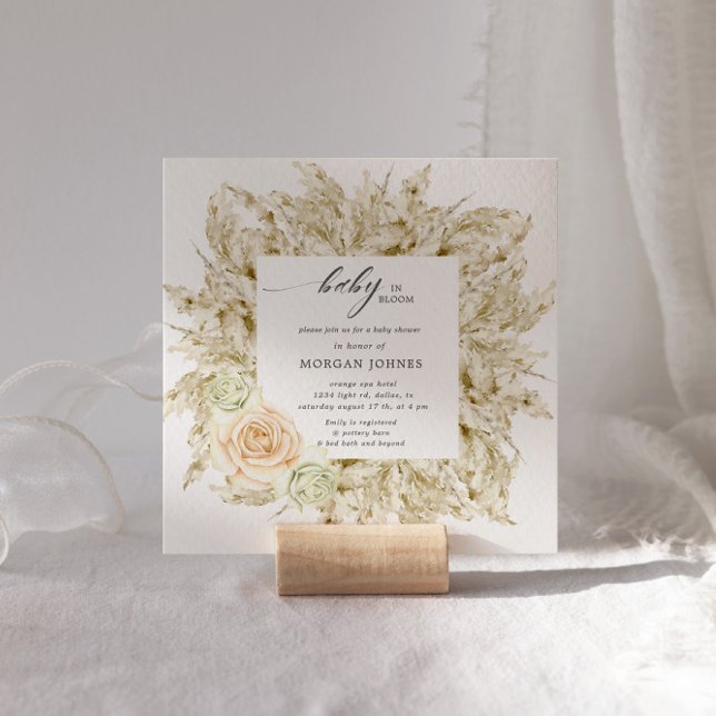 Bebê Em Bloom Bohemian Chá de fraldas Convite (Criador carregado)