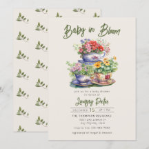 Bebê em Bloom | Convite para Chás de fraldas de aq
