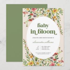 Bebê em Bloom Cream Convite para Chá de fraldas Fl