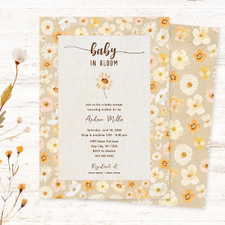 Bebê em Bloom flores prensadas Convite