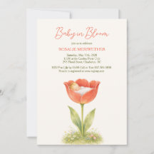 Bebê em Flor Convite Caprichoso de Baby Shower Cot