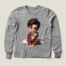 Bebê em pijama checado com um gatinho de Natash