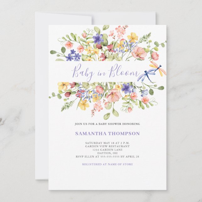 Bebê Em Sangue, Rosa, Chá Floral Convite (Frente)