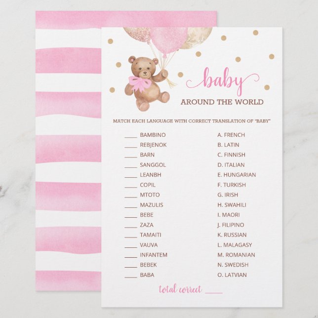 Bebê Em Torno Do Jogo Mundial Urso De Teddy (Frente/Verso)