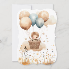 Bebê Em Um Anúncio De Nascimento Em Cesta De Balão