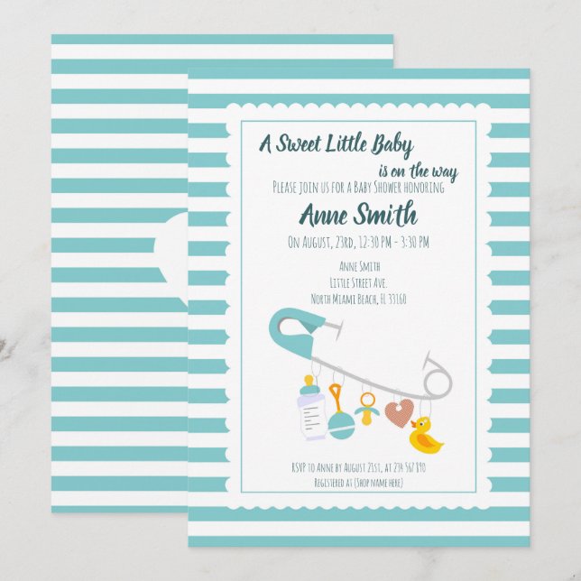 Bebê encanta Chá de fraldas Convite (Frente/Verso)