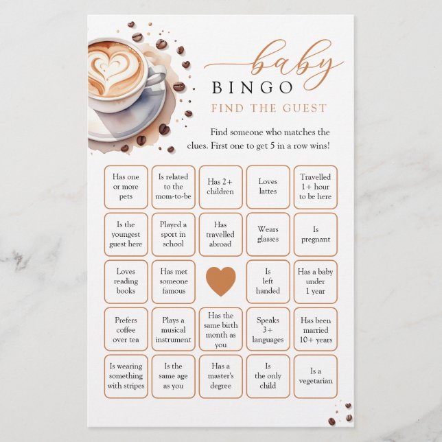 Bebê está criando café Encontre o Jogo do Bingo co (Frente)