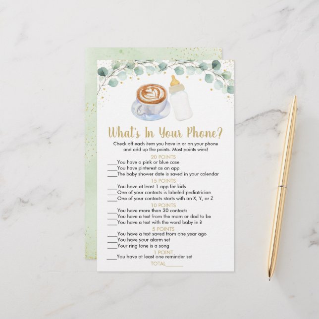 Bebê está criando café O que há no seu jogo telefô (Frente/Verso In Situ)