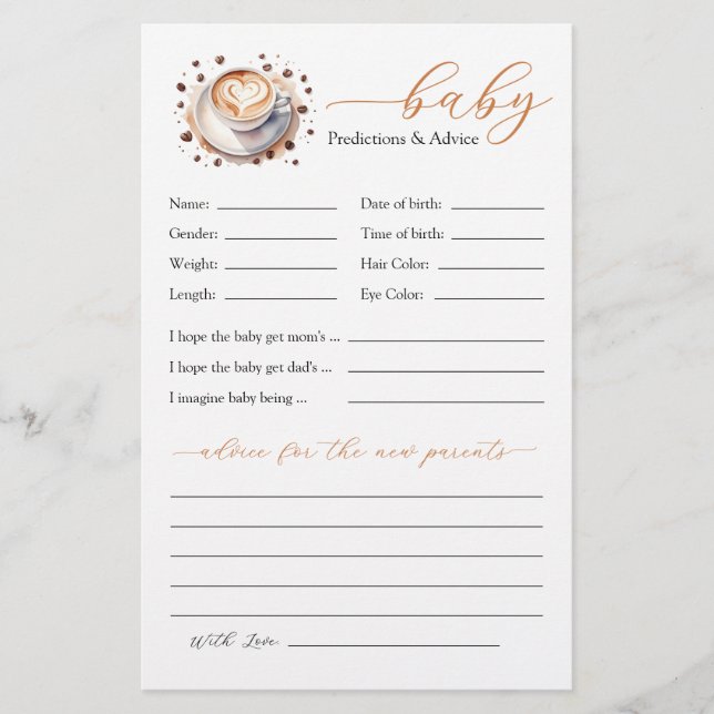 Bebê está criando previsões e conselhos sobre café (Frente)