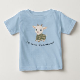 Bebê Esta é a Primeira Natal do Buck Camiseta para Cria