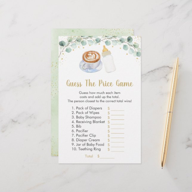 Bebê Está Fazendo Café Adivinha O Jogo Do Preço (Frente/Verso In Situ)