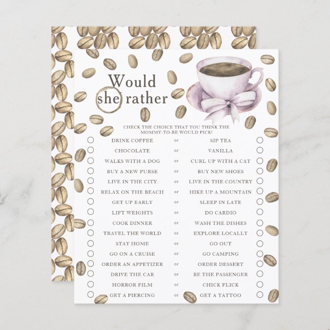 Bebê está preparando café Ela faria preferencialme (Frente/Verso)