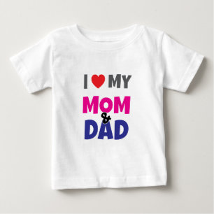 Bebê Eu Amo meu Papai e Mamãe - Camiseta Coração para B