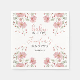 Bebê floral cor de rosa no guardanapo de papel chá