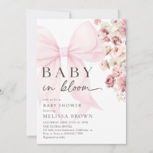 Bebê Floral No Convite Ao Chá de fraldas De Bloom