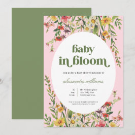 Bebê Floral no Convite para Chá de fraldas Bloom